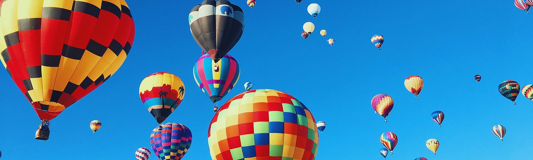 hot air balloons and blue sky