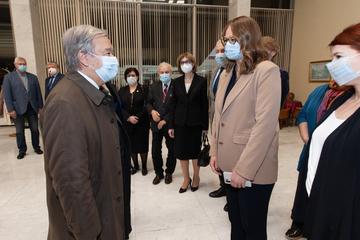 Anastasia Gorbatova meeting the Secretary General of the UN